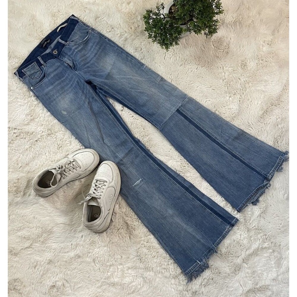 Scotch & Soda Amsterdams Blauw Patchwork Flare Jeans 28